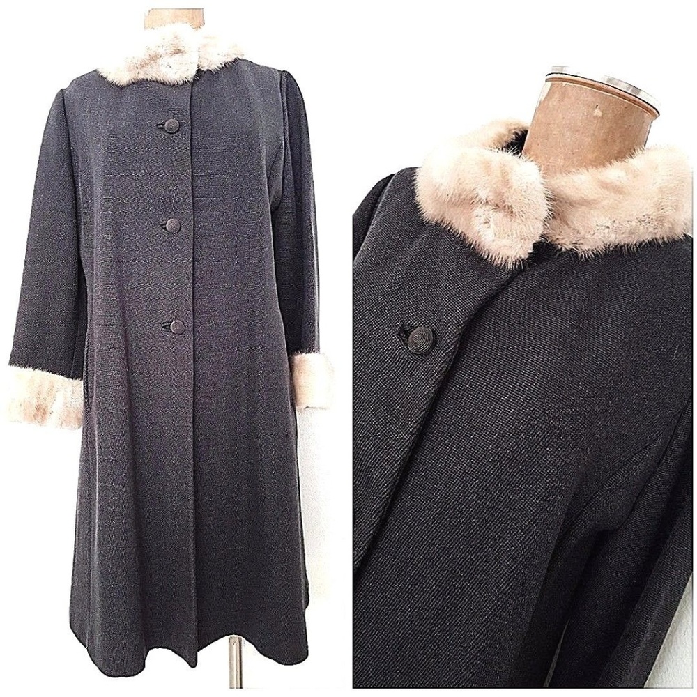 Vintage 60s Mink Fur Wool Jacket Nordstrom Medium